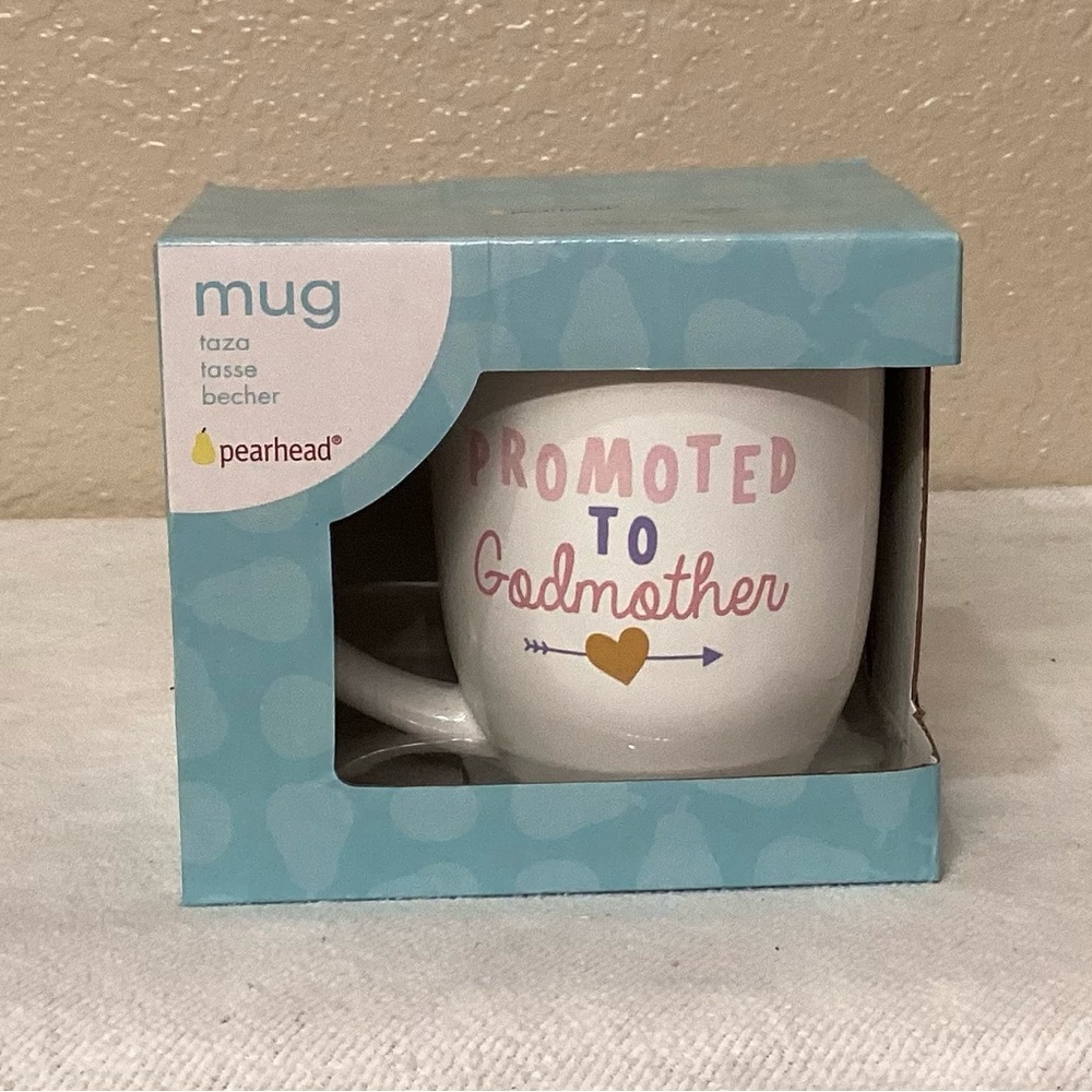 White ‘Promoted to Godmother' Boxed Mug